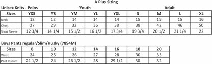Uniform Sizing Charts